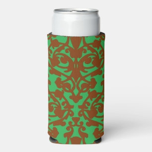 Enfriador De Latas Slim Color verde del damasco marrón