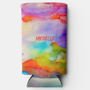 Enfriador De Latas Slim Colores de arcoiris acuáticos Arte personalizado
