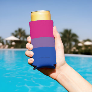 Enfriador De Latas Slim Colores magenta de la bandera del orgullo bisexual