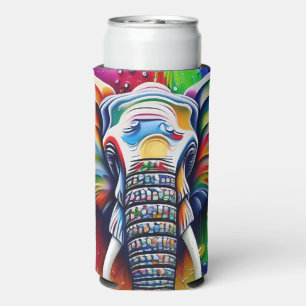 Enfriador De Latas Slim Colorida pintura salpicada de elefante africano