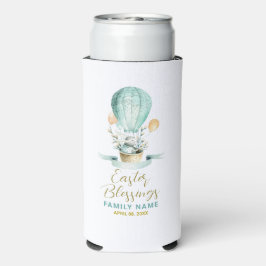 Enfriador De Latas Slim Conejito de Pascua en globo caliente, texto Person