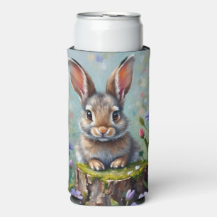 Enfriador De Latas Slim Conejo fluido en un campo de flores