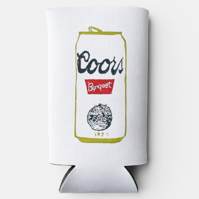 Enfriador De Latas Slim Coors Banquet Print Refrigerador de bebidas Koozie (Anverso)