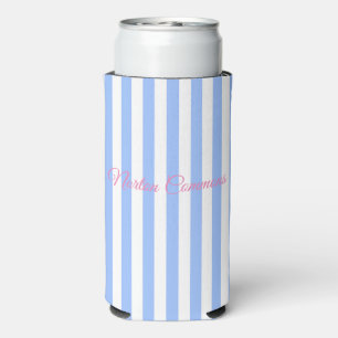 Enfriador De Latas Slim Coozie alta de rayas azules de Norton Commons