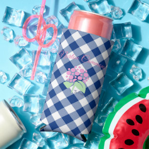 Enfriador De Latas Slim Coozie de gingham azul de Norton commons