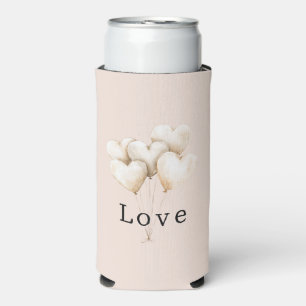 Enfriador De Latas Slim Corazones Globos Amor Crema Rubor