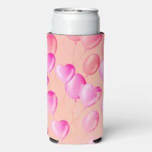 Enfriador De Latas Slim Corazones y sueños flotantes - rosa y rosa