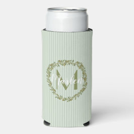 Enfriador De Latas Slim Corona de olivo personalizada con monograma 