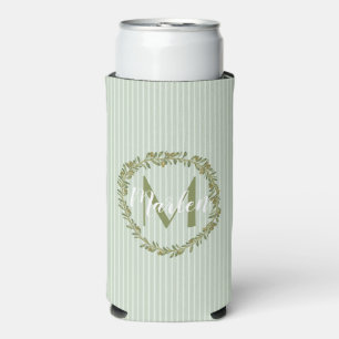 Enfriador De Latas Slim Corona de olivo personalizada con monograma 