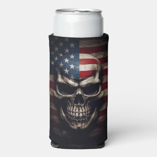 Enfriador De Latas Slim Cráneo de Bandera Americana