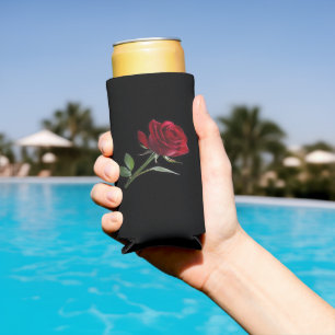 Enfriador De Latas Slim Crimson on Ebony: La única rosa roja,