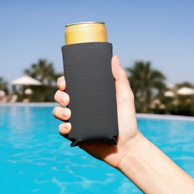 Enfriador De Latas Slim Cuero Azul Tartán Tartán Tela Crocodile Skine (Piscina in situ)