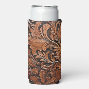 Enfriador De Latas Slim Cuero esculpido