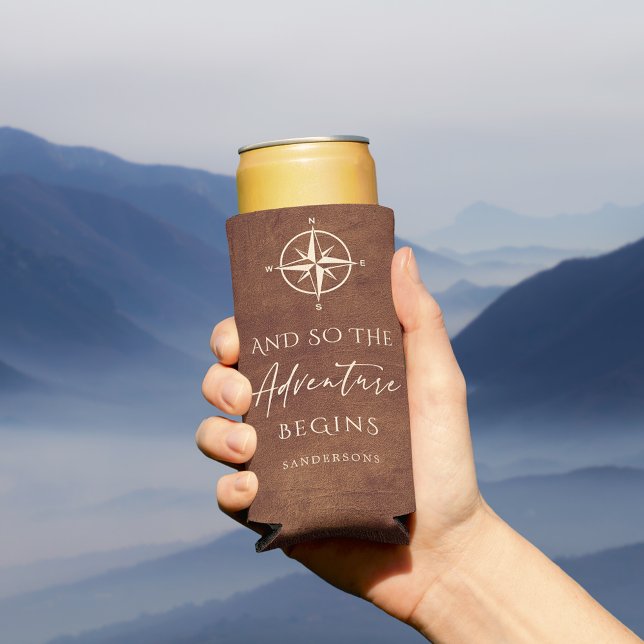 Enfriador De Latas Slim Cuero marrón aventurero personalizado (Subido por el creador)