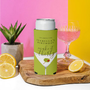 Enfriador De Latas Slim Cumpleaños 30 sucio Martini Verde treinta 