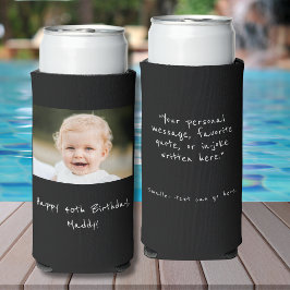 Enfriador De Latas Slim Cumpleaños 50 personalizado foto y cita negro
