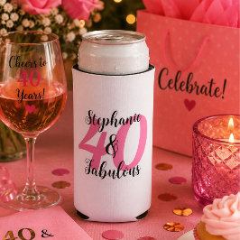 Enfriador De Latas Slim Cumpleaños personalizado 40 y fabuloso