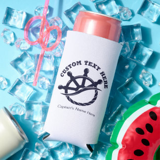 Enfriador De Latas Slim Custom Captain Boat Nautical Gift