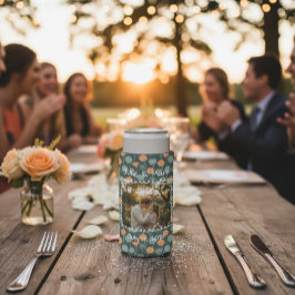 Enfriador De Latas Slim Custom Floral Doodle Photo Engagement 