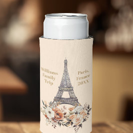 Enfriador De Latas Slim Custom Paris Trip Eiffel Tower Floral