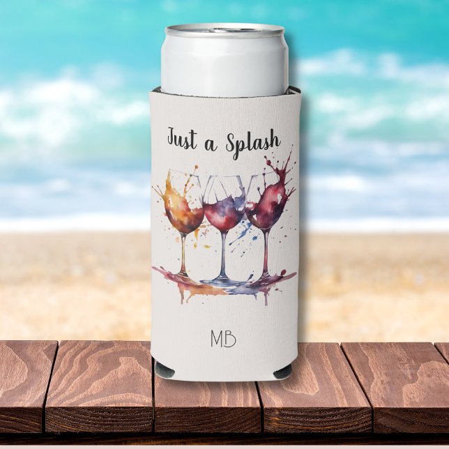 Enfriador De Latas Slim Cute sólo una pizca de acuarela de vino (Subido por el creador)