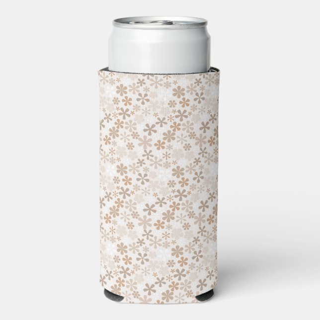 Enfriador De Latas Slim Daisy Flowers Beige Floral Aesthetic Ditsy Tan (Reverso Agua con Gas)