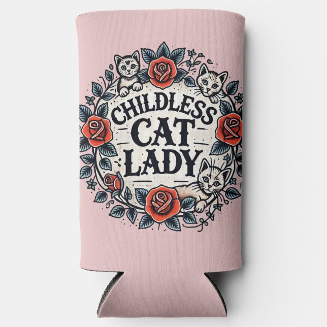 Enfriador De Latas Slim Dama de gato infantil (Anverso)