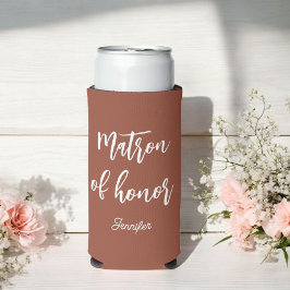 Enfriador De Latas Slim Dama de Honor Terracota Marrón Boda
