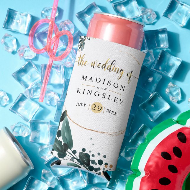 Enfriador De Latas Slim Deep Blue Floral Elegant Fall Wedding (Verano in situ)