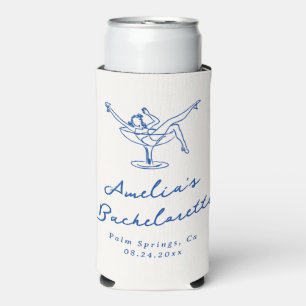 Enfriador De Latas Slim Despedida de soltera azul caprichosa dibujada a ma