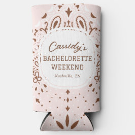 Enfriador De Latas Slim Despedida de soltera occidental rosa y marrón