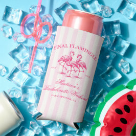 Enfriador De Latas Slim Despedida de soltera rosa rayada Final Flamingle