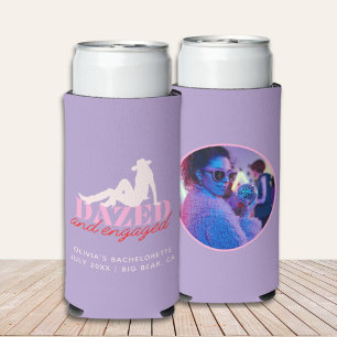 Enfriador De Latas Slim Despedida de soltera vaquera retro morada aturdida