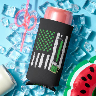 Enfriador De Latas Slim Día de San Patricio Bandera de América Santo