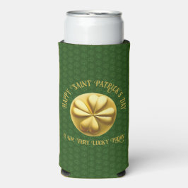 Enfriador De Latas Slim Día del Shamrock de oro personalizado en San Patri