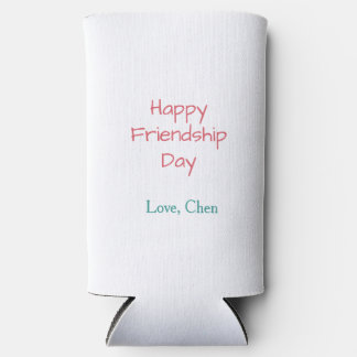 Enfriador De Latas Slim día feliz de la amistad nombre de amor rojo azul a