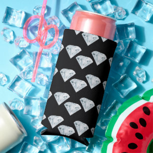 Enfriador De Latas Slim diamantes brillantes plateados en negro