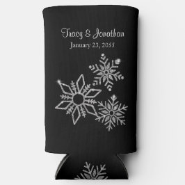 Enfriador De Latas Slim Diamond Snowflake Wedding