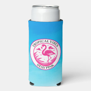 Enfriador De Latas Slim Diseño de círculo de verano de flamenco rosa-68730