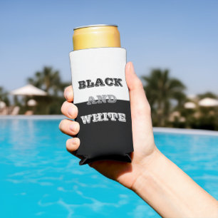Enfriador De Latas Slim Diseño de colores sólidos y texto gris negro blanc