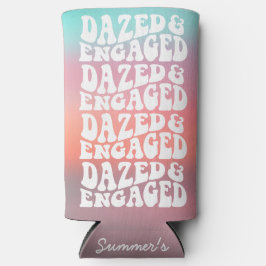 Enfriador De Latas Slim Diseño de texto retro Aqua Pink Aturdido Compromet