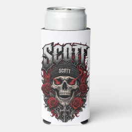 Enfriador De Latas Slim Diseño personalizado de cráneo gótico Scott