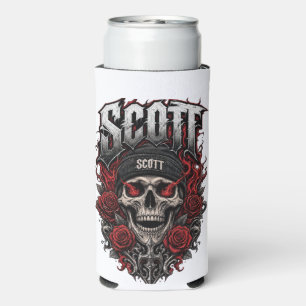 Enfriador De Latas Slim Diseño personalizado de cráneo gótico Scott
