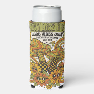 Enfriador De Latas Slim Diseño psicodélico retro de los años 70 con hongos