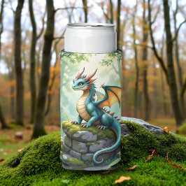 Enfriador De Latas Slim Dragón caprichoso en piedra antigua