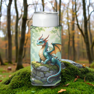 Enfriador De Latas Slim Dragón caprichoso en piedra antigua