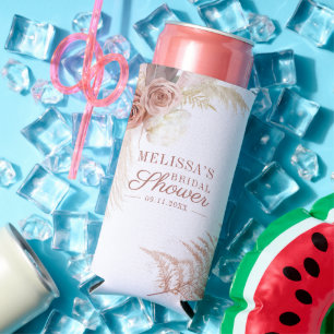 Enfriador De Latas Slim Ducha de Novia con Hierba de Pampas Terracota