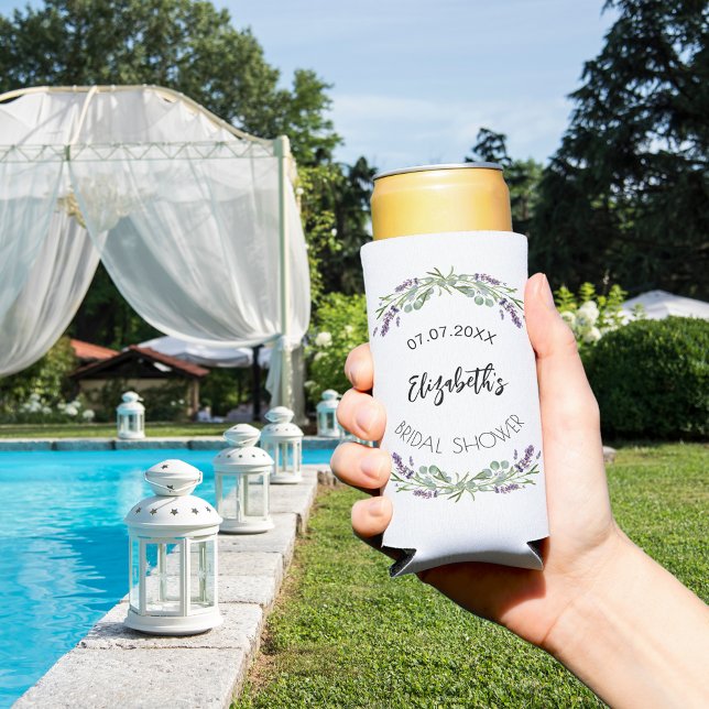 Enfriador De Latas Slim Ducha de novia de lavanda eucalipto verde (Subido por el creador)