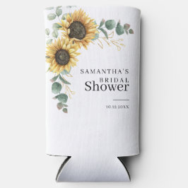 Enfriador De Latas Slim Ducha de Novia Floral de Girasoles y Verdor