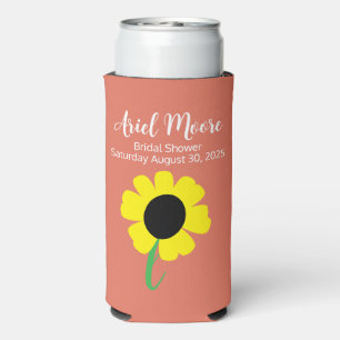 Enfriador De Latas Slim Ducha de Novia Floral de Terracota de Girasoles